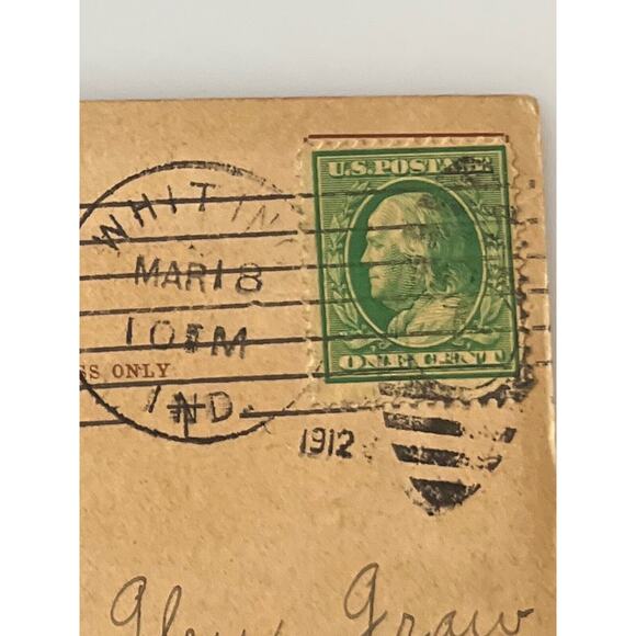 Antique 1907 Litho Ephemera Postcard Tank Fire Whiting IN Posted 1912 Fire Dept - Picture 5 of 7